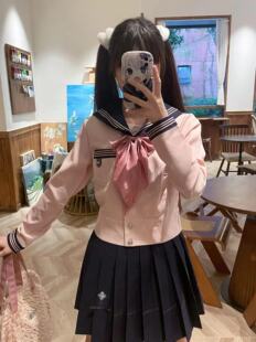 实拍 扶蝶女子水手制服女套装高腰显瘦a字裙学生纯色jk制服