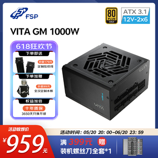 新版ATX3.1 FSP全汉电源VITA GM 1000W金牌全模组电源Pcle5.1接口