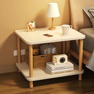 床头柜小型置物架现代简约小茶几实木收纳柜简易卧室小柜子储物柜