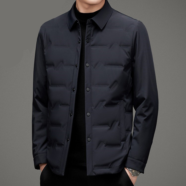 皮尔卡丹衬衫领薄款羽绒服男秋冬季2022新款高端商务男士保暖外套
