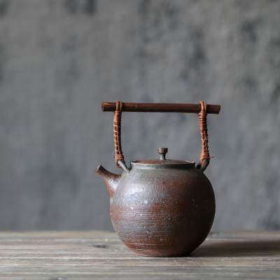 景德镇柴烧粗陶提梁壶纯手工煮茶器温茶户外烧水壶泡茶壶老岩泥