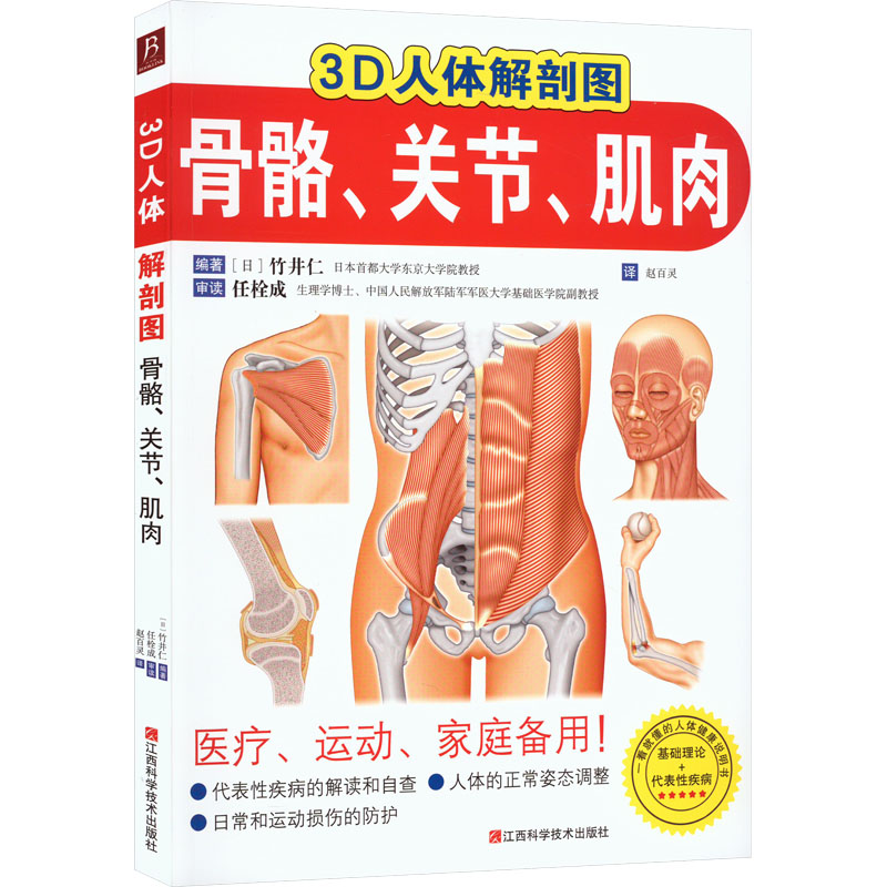 【正版】3D人体解剖图 骨骼、关节、肌肉(日)竹井仁 编江西科学技术