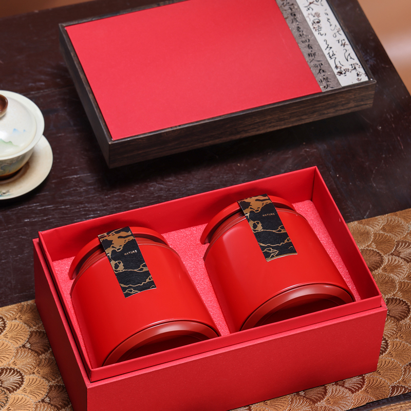 高档新款茶叶包装盒空礼盒红茶绿茶半斤茶叶礼盒装两铁罐通用定制
