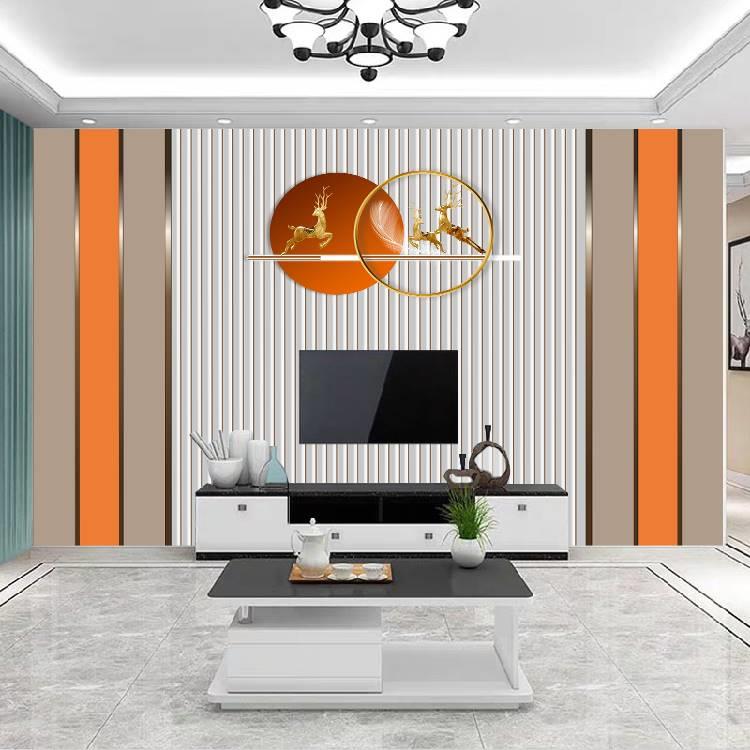 竹木纤维电视背景墙欧式现代客厅集成墙板背景墙扣板装饰格栅轻奢