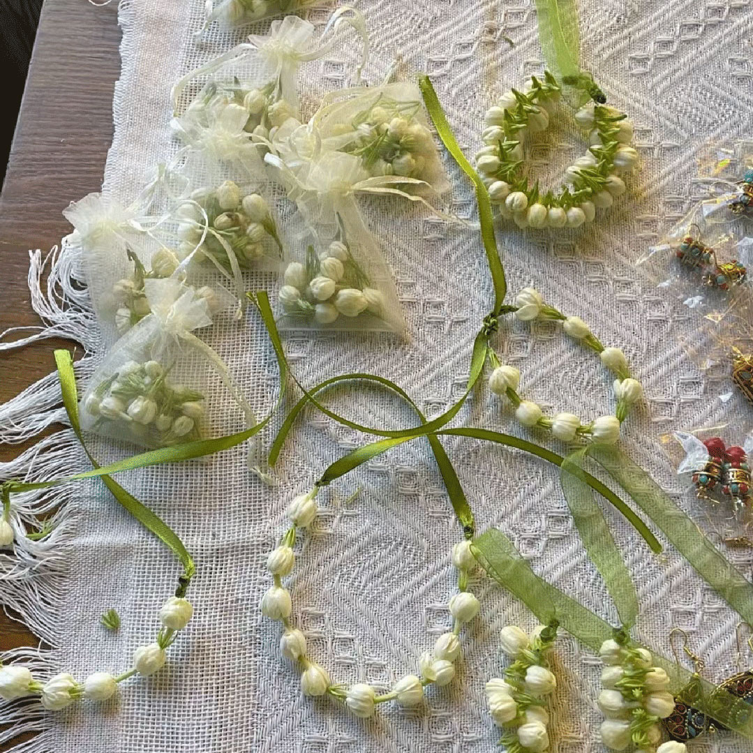 茉莉花手串材料丝带绿色穿丝彩带鲜花花束花艺缎带礼物绑带雪纱带