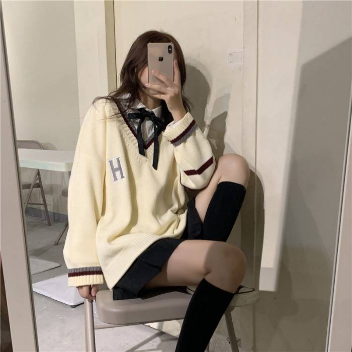 冬季日系毛衣衬衫搭配短裙jk制服学生学院风软妹甜美可爱套装裙女