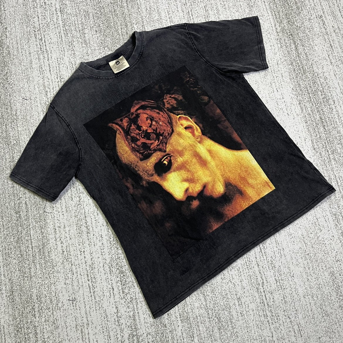 vintage tee玛丽莲曼森稀有款vtg曼森白墨直喷240g欧美水洗复古t