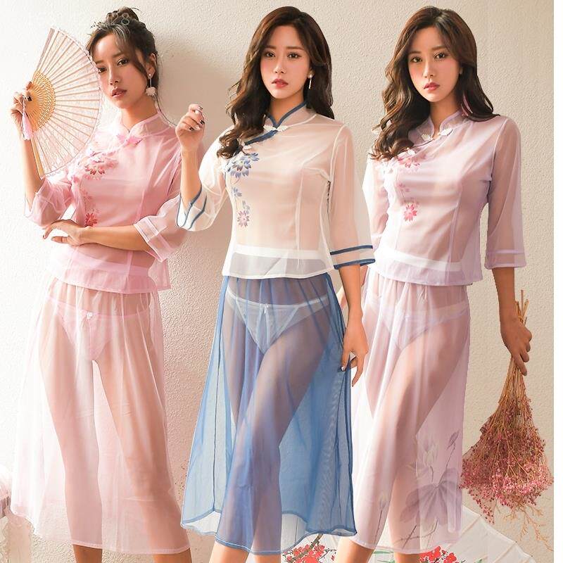 超暴露全透明走光性感纯欲制服情趣汉服超仙内衣激情睡衣古风女装