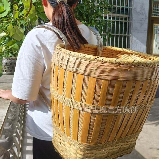 贵州家用手工背篓竹子编织移动菜篮子收纳精致竹编
