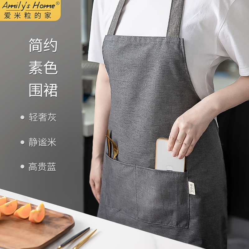 新款网红防水围裙家用厨房工作服女防油做饭餐饮帆布咖啡师夏天薄