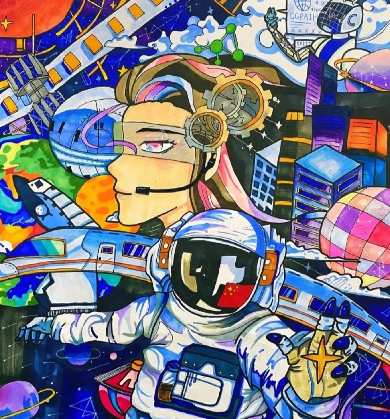 科幻画儿童画代画美术主题画定制纯手工手绘简笔画卡通漫画a38k4k