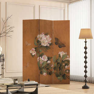 法式中国风复古屏风隔断客厅中式花鸟玄关遮挡可折叠装饰定制折屏