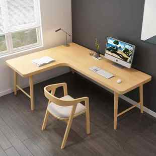 北欧纯实木拐角书桌台式电脑桌L型卧室靠墙写字桌 家用办公桌角落
