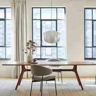 北欧原木家用小户型餐桌现代简约长方形实木饭桌设计师工作台书桌