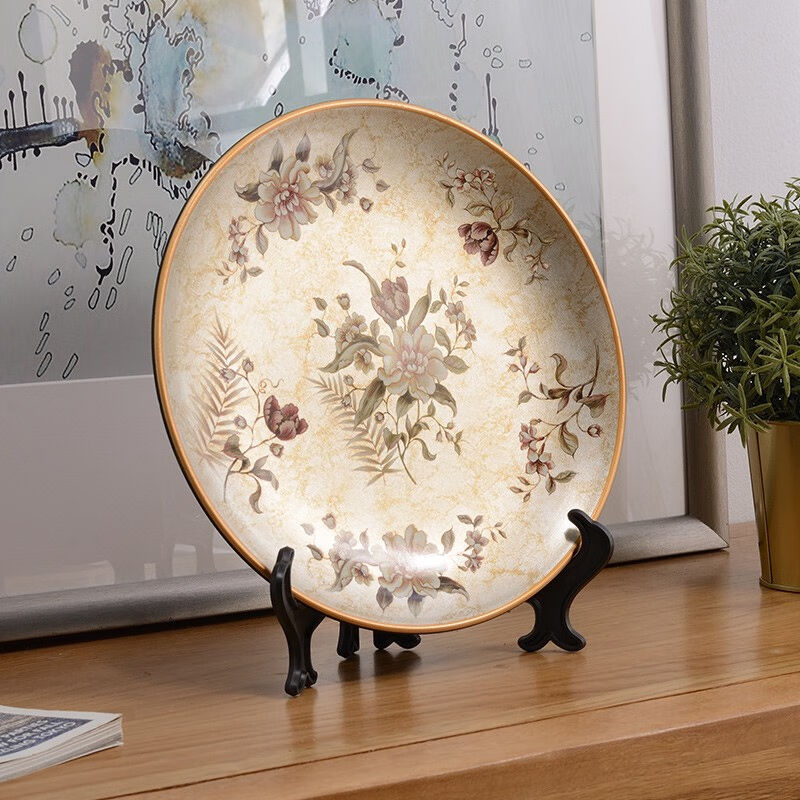 蒂拉美式乡村陶瓷装饰盘子摆件摆盘看盘客厅样板房玄关装饰品摆设