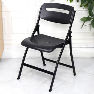 简易简约塑料办公椅子加厚家用凳子椅会议电镀白色培训靠背椅折叠