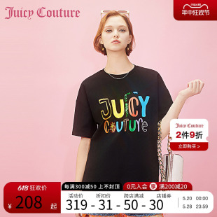 Juicy Couture橘滋2024早春穿搭新款印绣花版短袖T恤女打底衫上衣