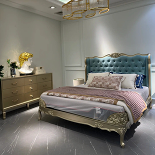 维也纳法式美式实木床主卧软包雕花法式欧式床双人床主卧高端大气