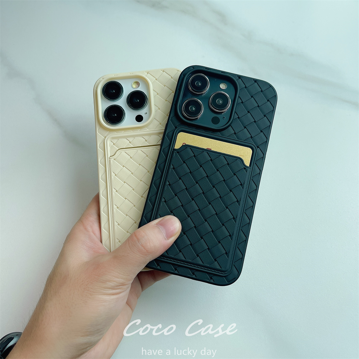 coco case简约编织插卡适用苹果14promax手机壳iPhone13防摔12pro全包11软壳xs max保护套xr情侣14plus个性