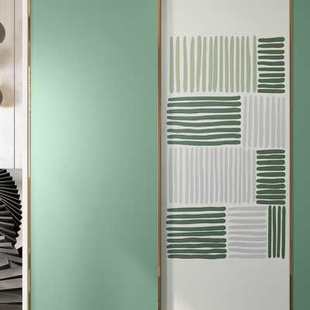 衣柜推拉门贴纸翻新绿色墙纸自粘玻璃门柜子移门柜门改造卧室壁纸