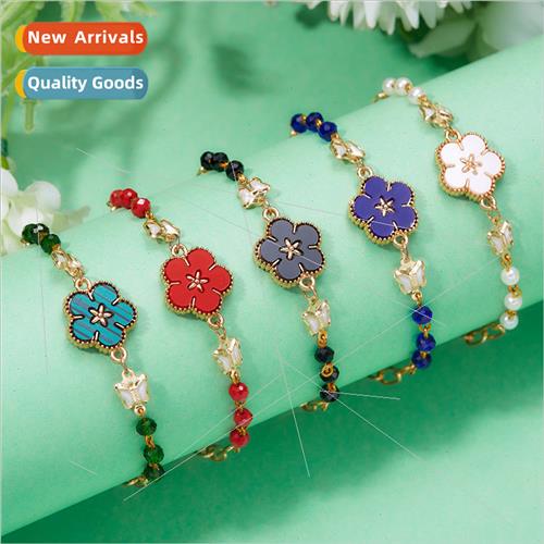 Europe new fashion flower chain bracelet four-leaf clover su