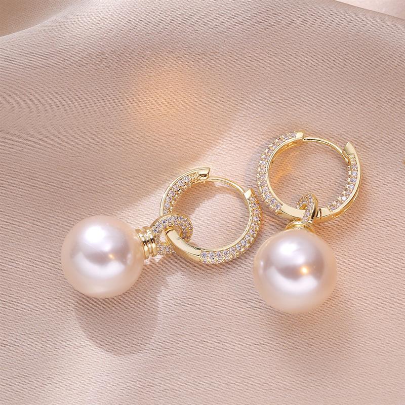 耳环女韩版高级感精致微镶两戴珍珠锆石耳扣气质时尚轻奢优雅耳钉