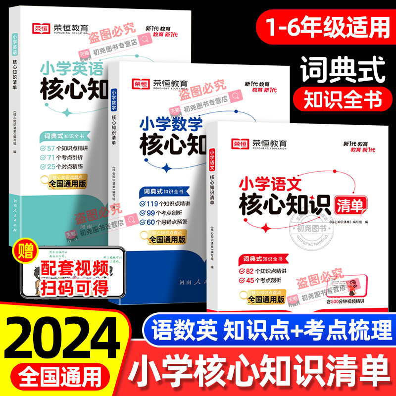 2024小学语文数学英语核心知识清