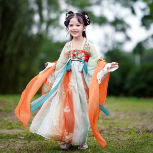 汉服女童2023春夏季襦裙子儿童中国风古装仙气小女孩汉服唐装长袖