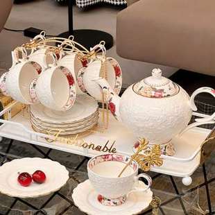 启派英式下午茶壶套装轻奢高档法式花茶杯子杯具茶具茶杯带把耐热