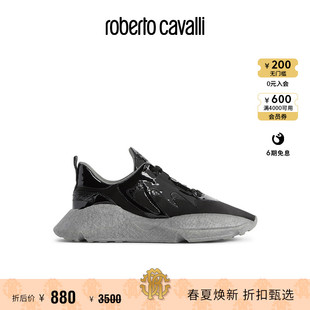 RC女士运动鞋 黑色蛇纹休闲运动鞋Roberto Cavalli