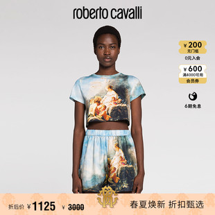 RC女士T恤 绘画印花短款 T 恤Roberto Cavalli