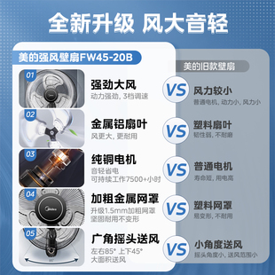 美的壁扇挂壁式电风扇家用挂墙商用工业大风力超轻音遥控2024新款