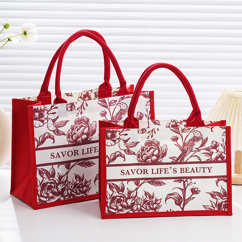 伴手礼手提袋布艺礼品袋红色帆布包定制环保袋三八妇女节购物袋子