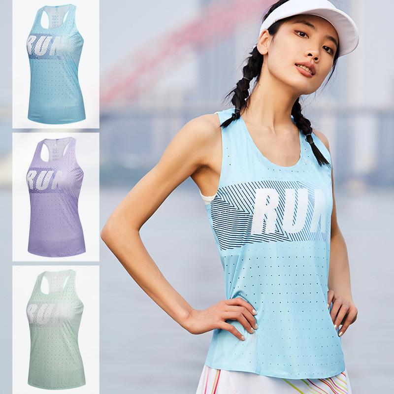 女子无袖运动背心80g小方格轻薄透气马拉松跑步健身瑜伽速干衣