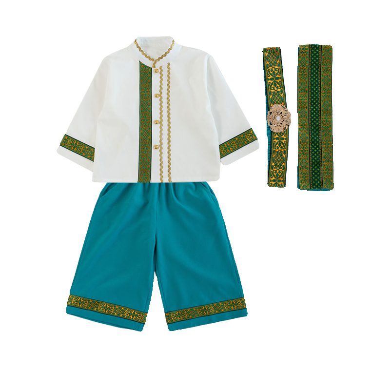 西双版纳傣族服饰儿童演出服男童汉服套装春秋女童少数民族舞蹈服