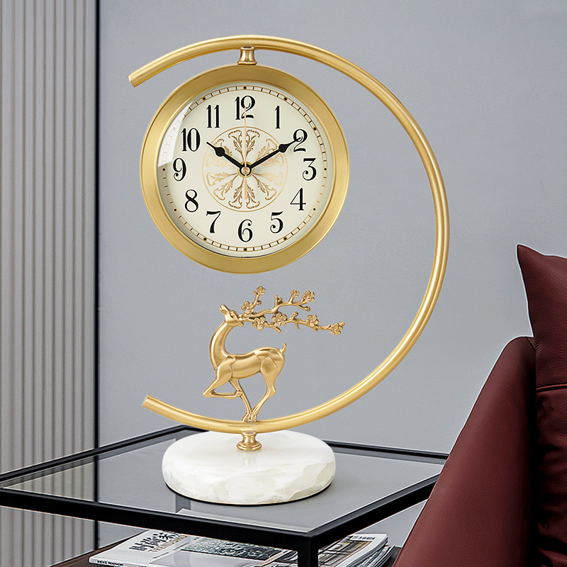 黄铜丽声座钟摆件新中式桌面台式时钟高端大气欧式轻奢装饰钟表