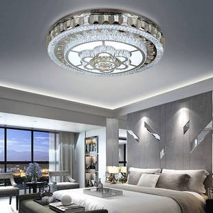客厅2022年新款简约大气水晶广东中山灯具圆形智能餐厅主卧室吸顶