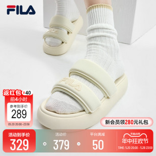 FILA 斐乐官方女鞋运动拖鞋沙滩鞋2024夏季凉拖魔术贴休闲甜甜圈