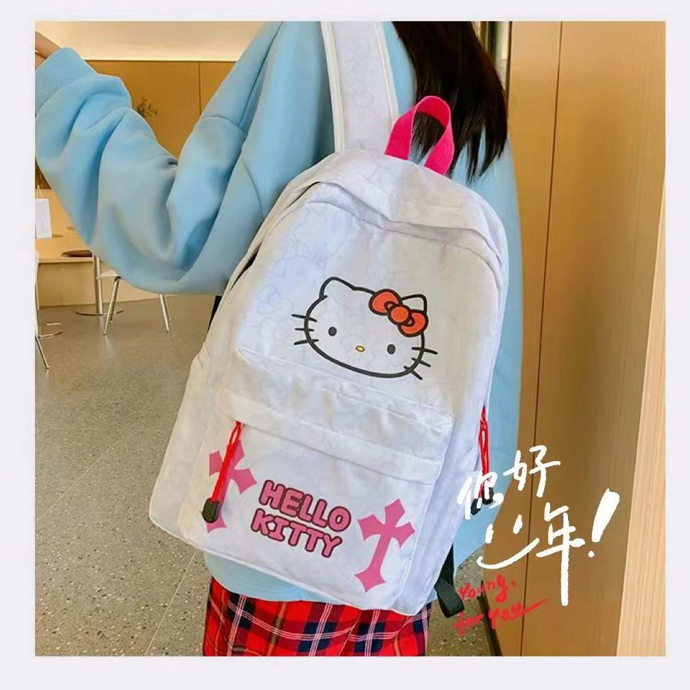 可爱Hellokitty双肩包女2024新款小众背包女初中高中学生卡通书包