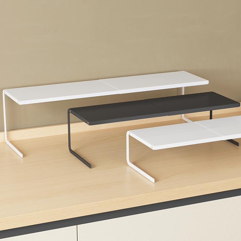 可伸缩厨房台面置物架桌面隔板桌上柜子分层架双层放锅架收纳延长