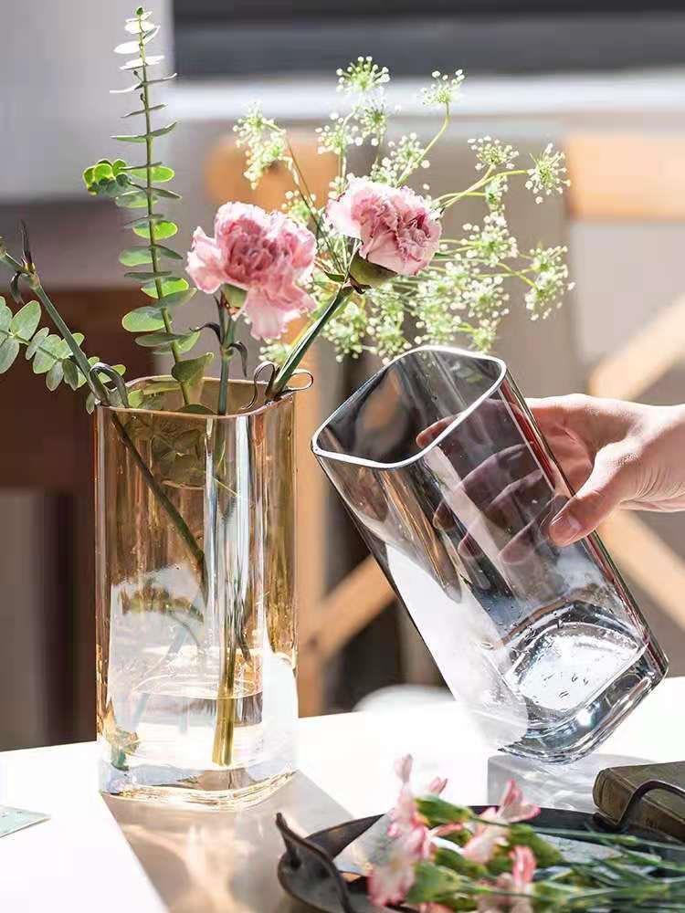 轻奢简约北欧极光玻璃花瓶透明水培插花鲜花干花创意装饰家居摆件
