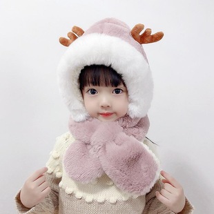 宝宝帽子秋冬季儿童防护面罩一体加绒婴儿女童男孩可爱超萌护耳帽