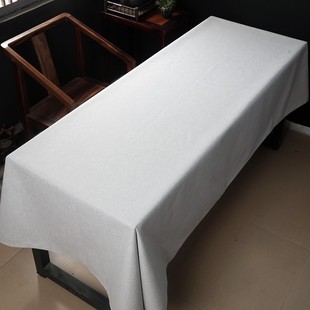 定制中式办公会议茶几桌布混纺细麻棉麻隔水布艺长条长方形台布简