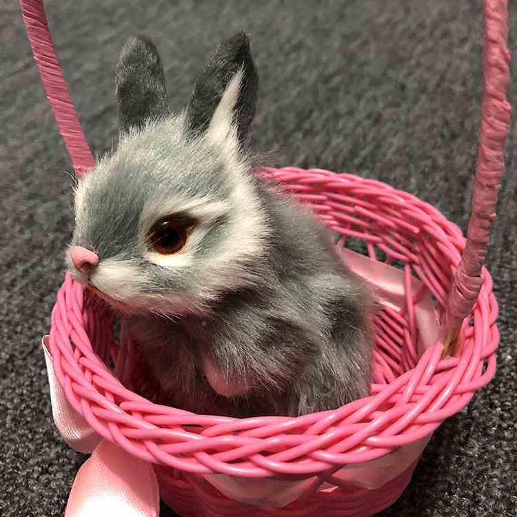 仿真兔小白子兔7854785灰兔兔黄提篮兔子仿真动物生日爱礼物摆件