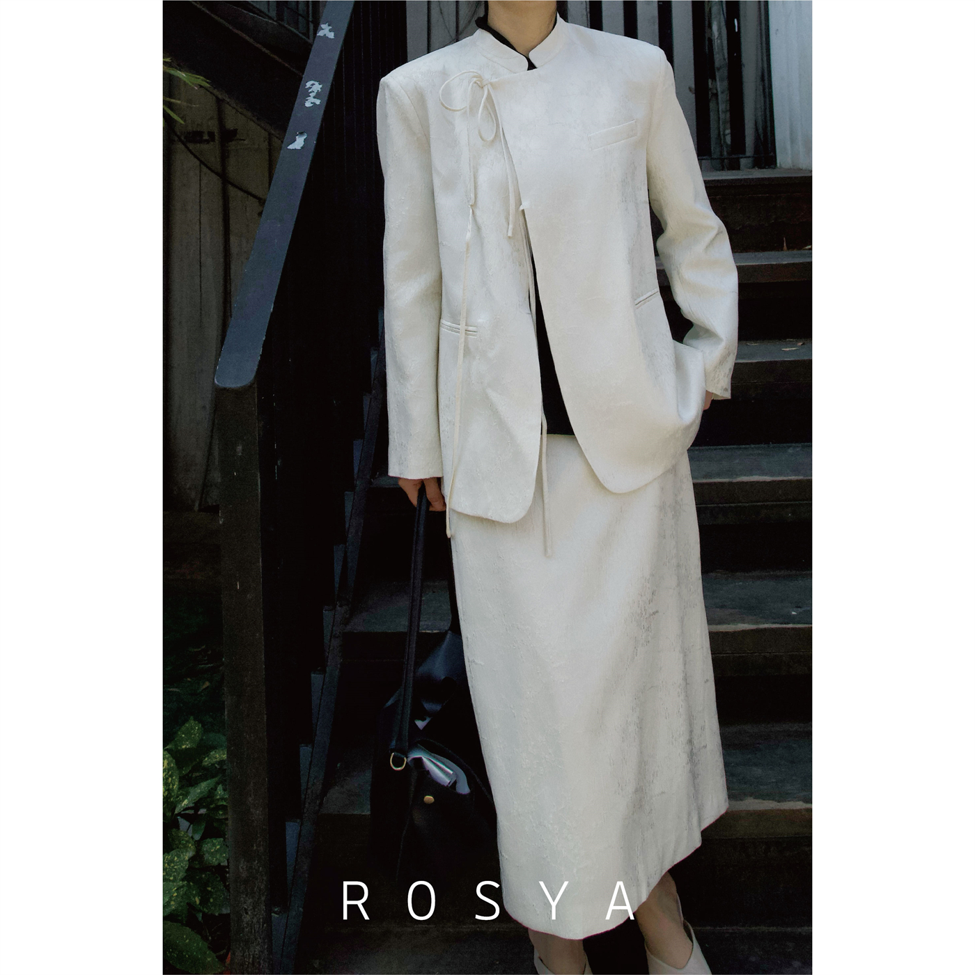 ROSYA新中式国风提花西装外套半身裙两件套高级感小洋装名媛女春