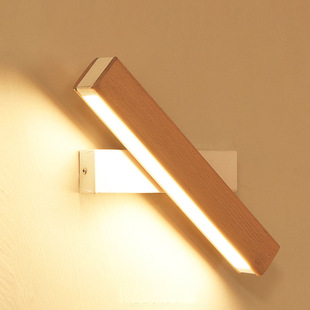 LED实木壁灯极简卧室床头灯长条形酒店客房灯可旋转床头阅读壁灯