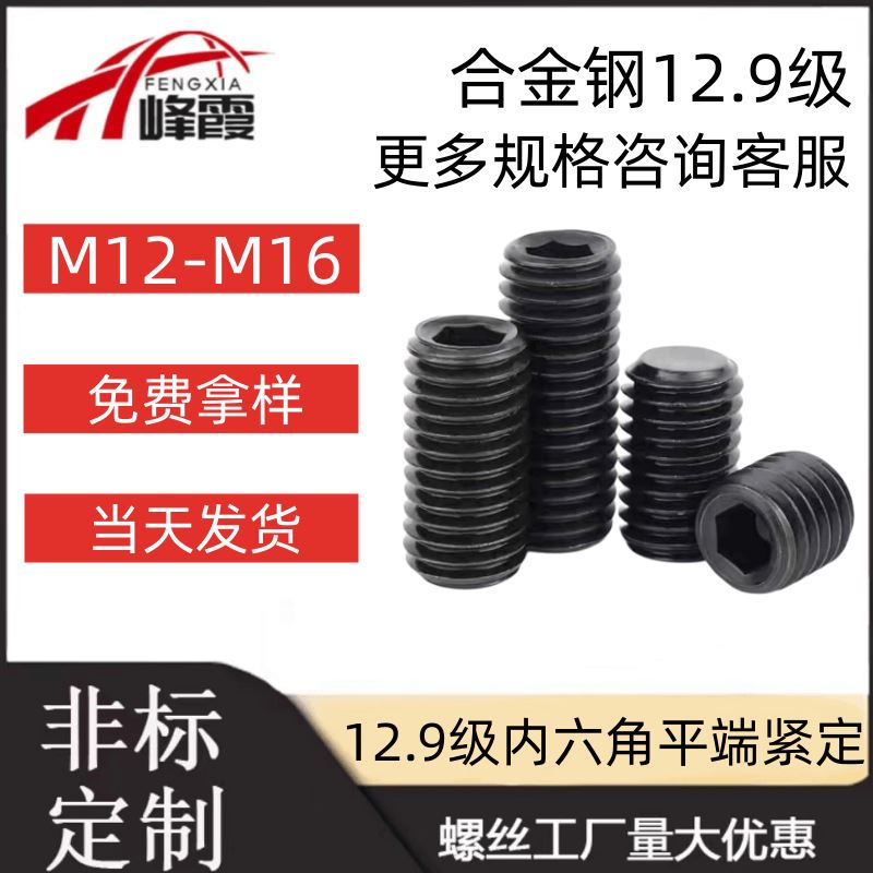 M12M14M16.12.9级GB77平端无头螺丝DIN913内六角平紧定螺钉机米