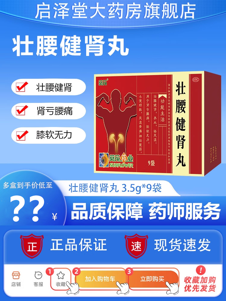 葵花 壮腰健肾丸3.5g*9袋/盒壮腰健肾养血祛风湿风湿骨痛肾亏腰痛