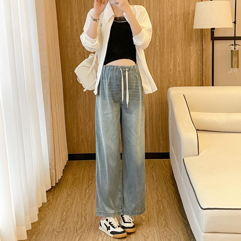 【新品】多琳娜孕妇牛仔裤薄款夏季外穿九分裤抽绳休闲透气孕妇裤