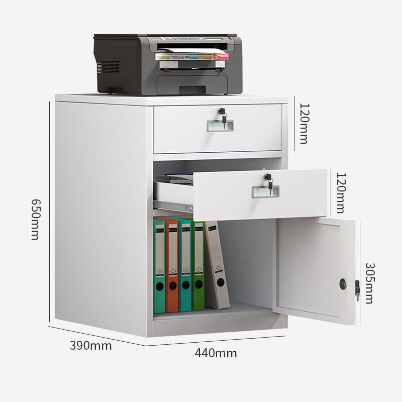 家用钢制收纳床头矮柜办公室文件铁皮档案柜桌下抽屉式落地资料柜